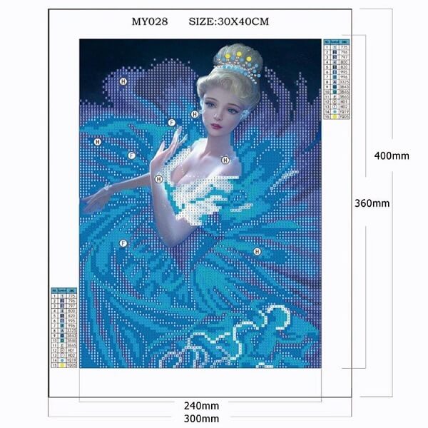 canvas size of disney Cinderella 5d diamond painting by numbers kits