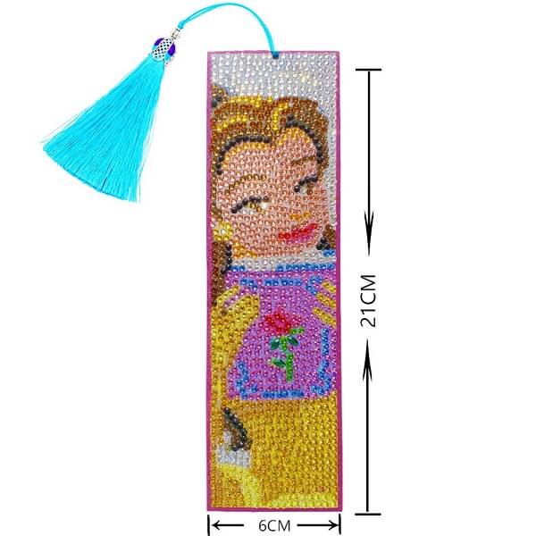 belle princess diamond painting bookmark with tassel size