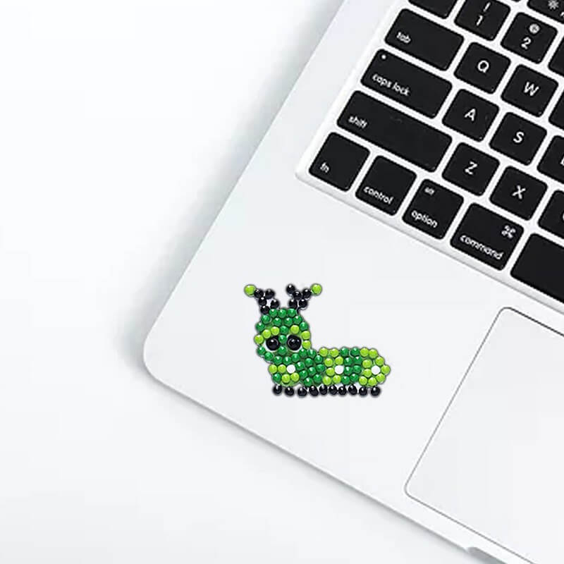 cartoon worm diamond painting sticker on laptop