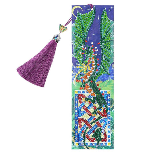 DIY Dragon Special Shaped Diamond Painting Leather Tassel Bookmark Crafts