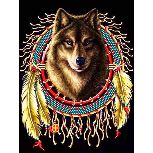 Wolves & Flag hot Framed 5D Diamond Painting