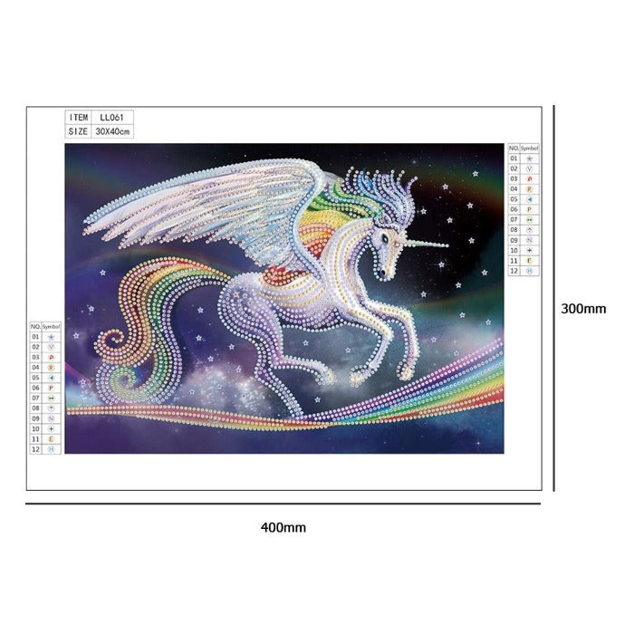 Flying Horse art deco diamond painting kits size