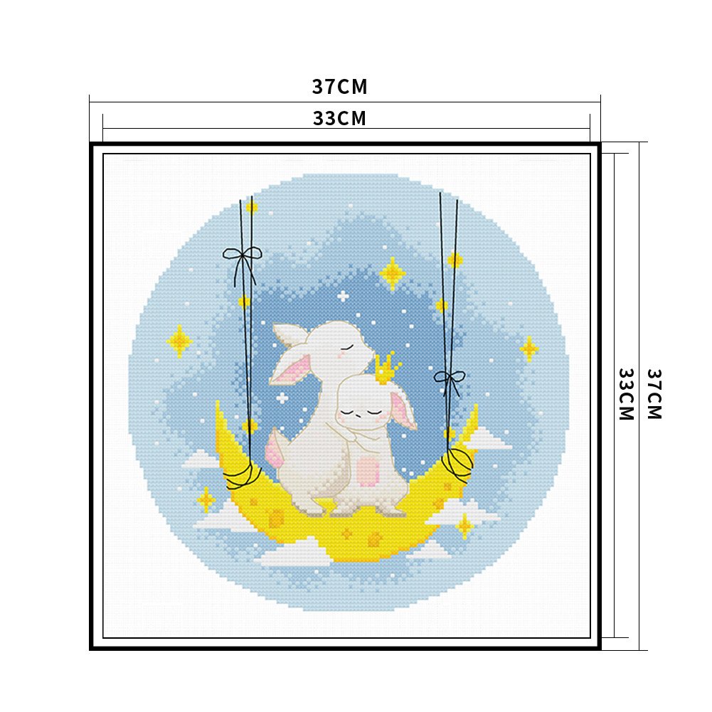 Ponto Cruz Estampado 11ct - Coelho da Lua (37*37cm)