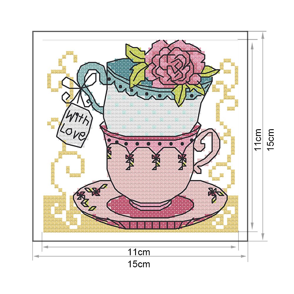 14ct Stamped Cross Stitch - Teacup(15*15cm)