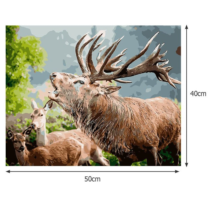 DIY Digital Oil Painting By Numbers Kits Deers Canvas Acrylic Color Drawing