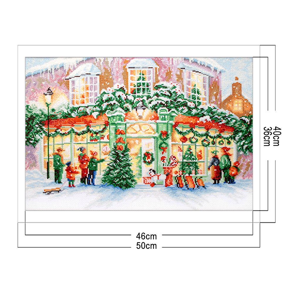 Punto de Cruz Estampado 11ct - Calle Navidad (50*40cm)