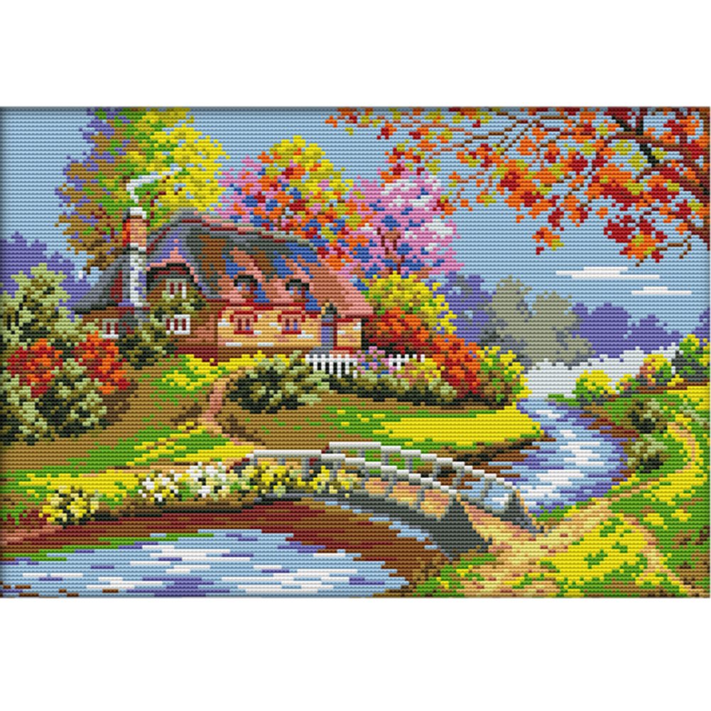 14ct Stamped Cross Stitch Countryside House (41*30cm)