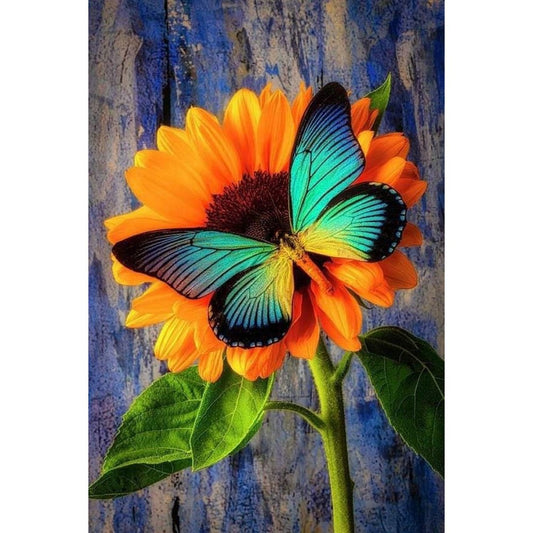 Butterfly On Sunflower Diamond Beads Art
