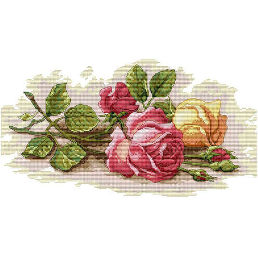 14ct Stamped Cross Stitch Watercolor Rose (44*27cm)