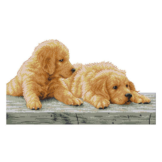 14ct Stamped Cross Stitch Dog Brother (44*30cm)