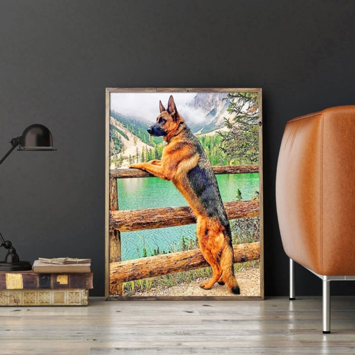 DIY Unframed Running Dog See the Scenery Oil Painting Picture By Numbers