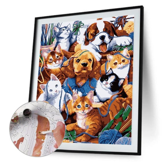 Paint By Number Oil Painting Wall Art Craft Decor Cats and Dogs (40*50cm)