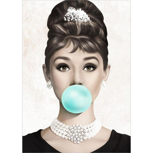 5D Diy Diamond Painting Kit Full Round Beads Audrey Hepburn