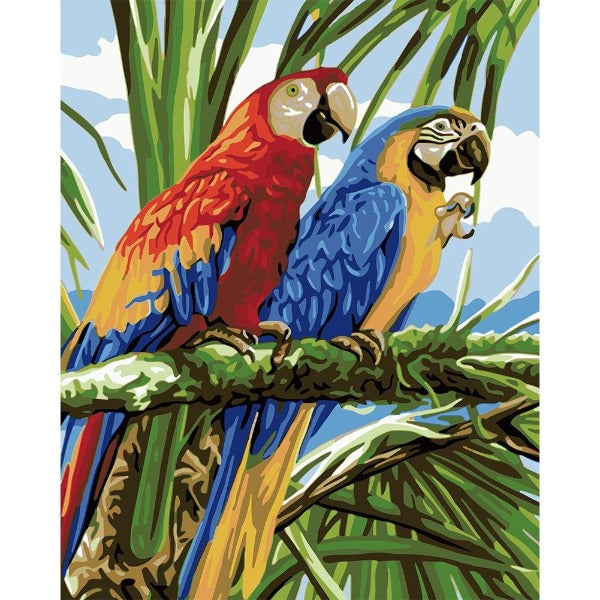 DIY Digital Oil Painting By Numbers Kits Two Parrots Modern Wall Art