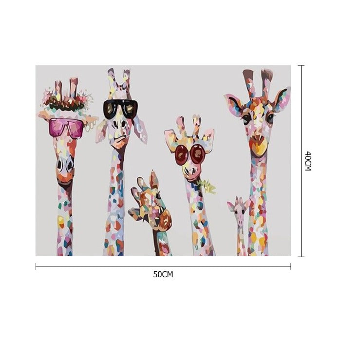 Painting By Numbers Cartoon Giraffe Hand Painted Artwork For Kids