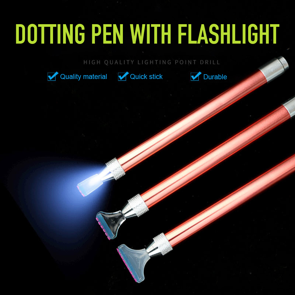 Kit de caneta furadeira de ponta luminosa com carregamento USB para pintura diamante