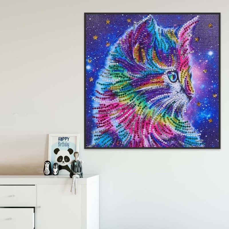 5D DIY Special Shaped Crystal Rhinestone Diamond Painting Kit Color Cat