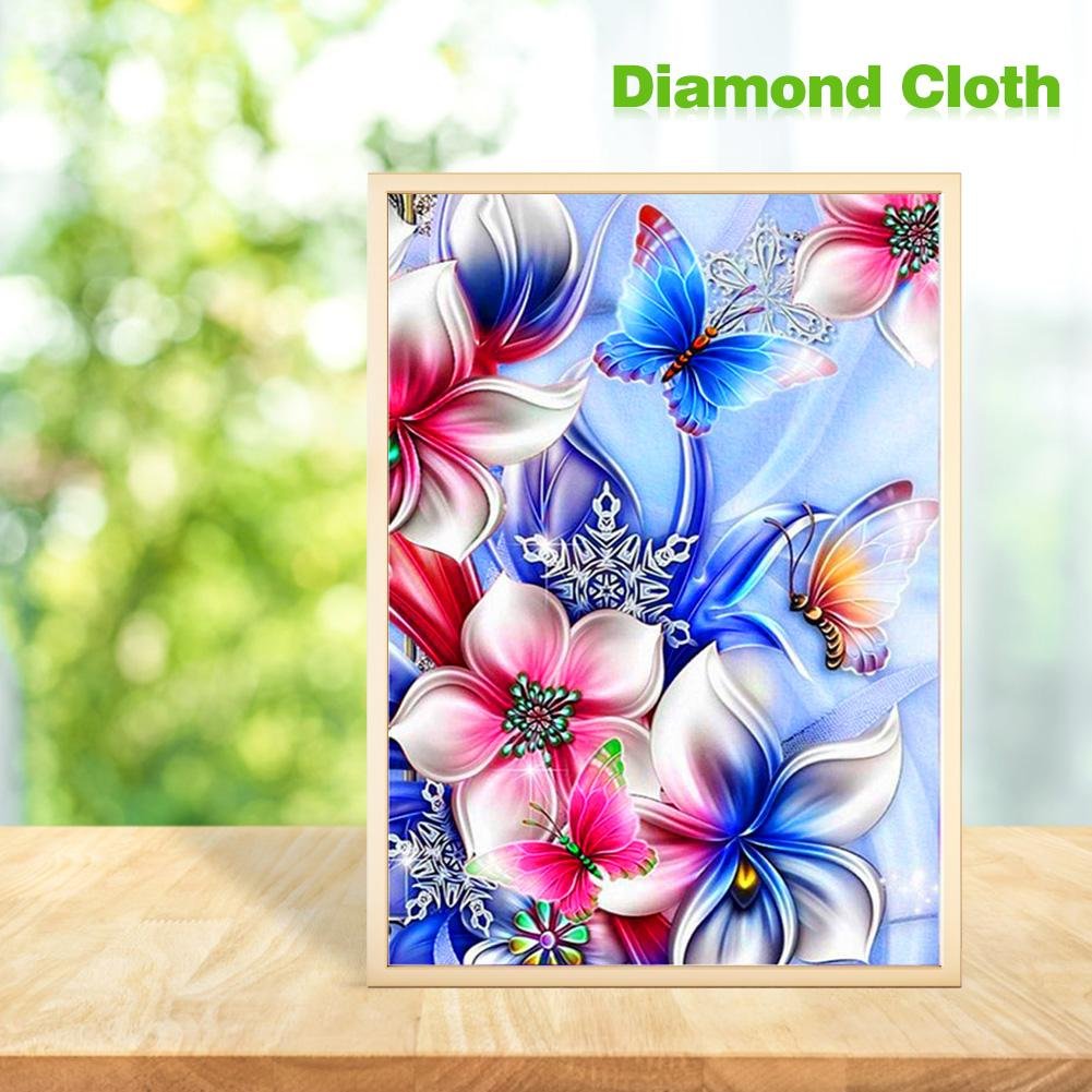 Pintura de diamantes - Redondo parcial - Mariposa de flores