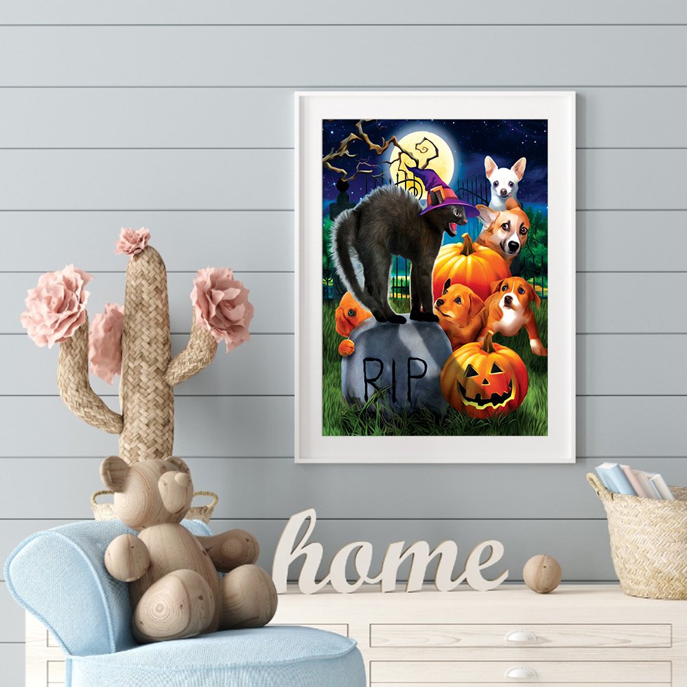 Punto de Cruz Estampado 11ct - Animal Halloween (40*50cm)