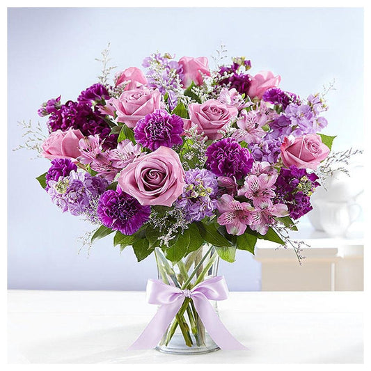 5D Diy Diamond Painting Kit Full Round Beads Purple Flower Vase