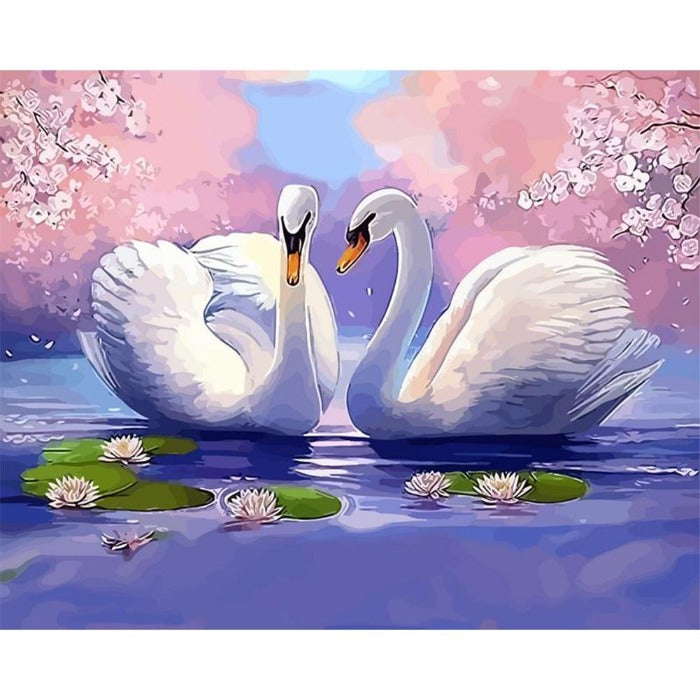 DIY Two Geese Hand Painted Canvas Oil Art Picture