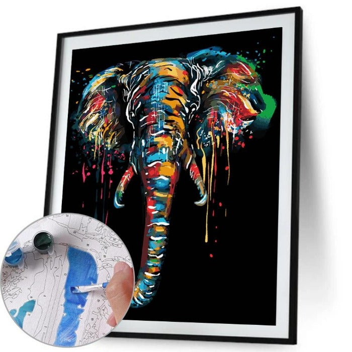 Painting By Numbers Kit Colorful Elephant Oil Art Picture Home Wall Decor