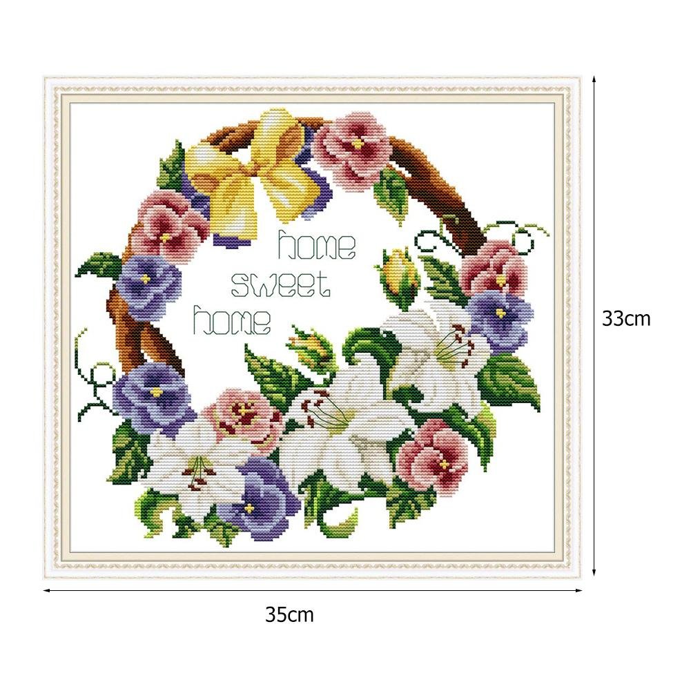 14ct Stamped Cross Stitch - Flowers (35*33cm)
