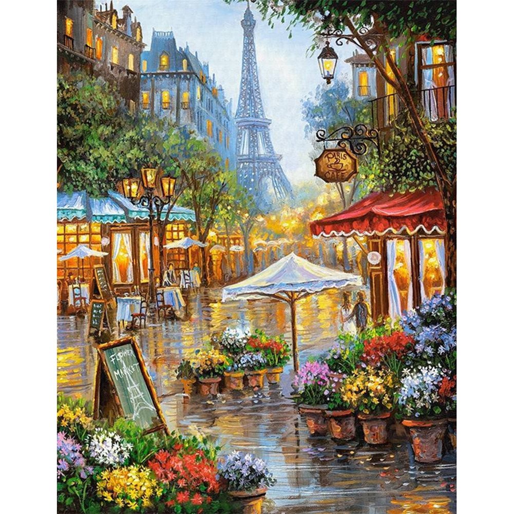 Paint By Number Oil Painting Living Room Wall Art Home Decor City Flower