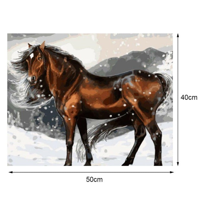 Paint By Number Oil Painting Standing Horse Craft Home Wall Decor