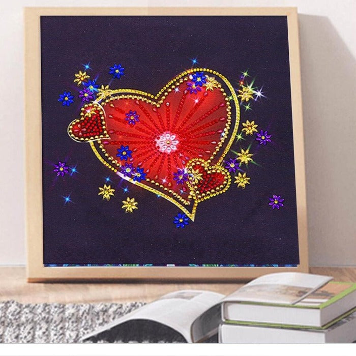 5D diamond painting (Partial paste) - Crystal Rhinestone - Red Heart