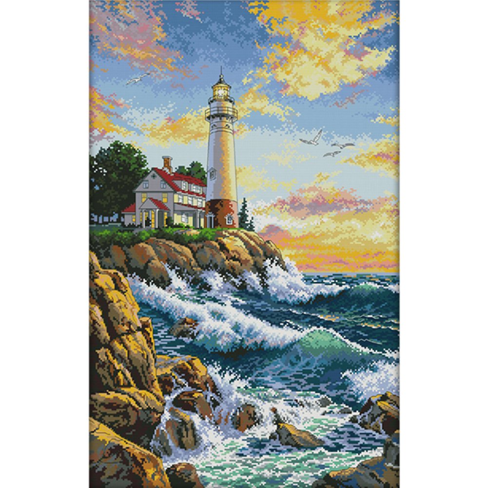 14ct Stamped Cross Stitch Seaside Lighthouse (65*44cm)