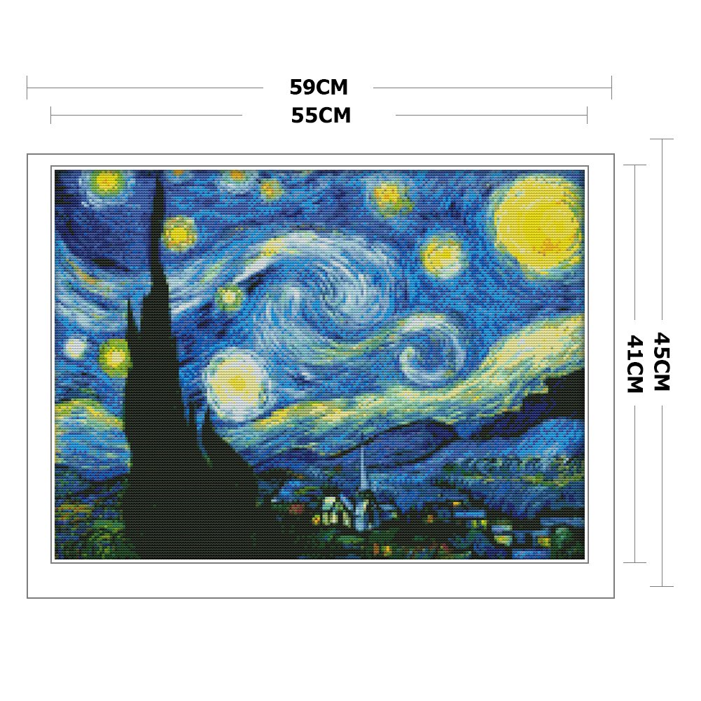 Punto de Cruz Estampado 11ct - Cielo Estrellado de Van Gogh(59*45cm)