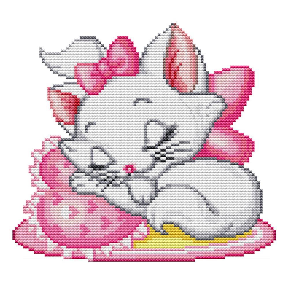 14ct Stamped Cross Stitch Pink Cat(25*21cm)