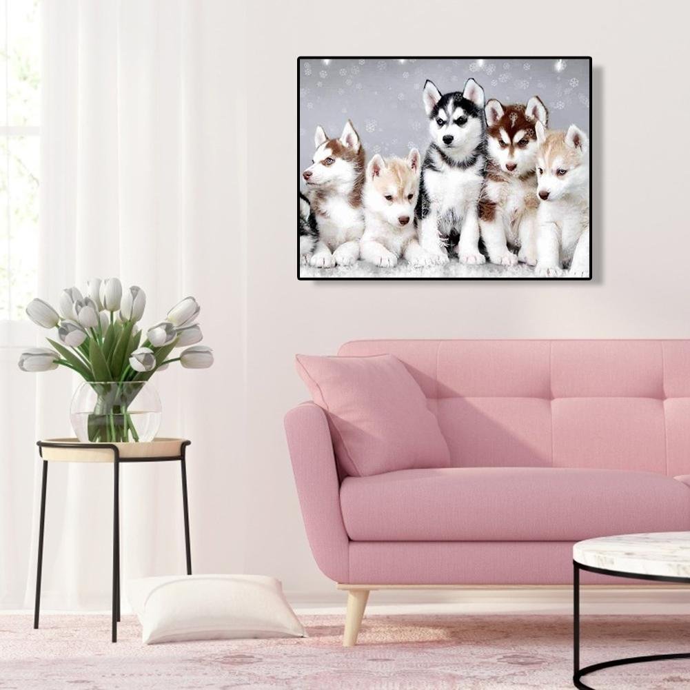Pintura de diamante - Ronda completa - Familia de perros