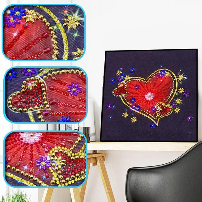 5D diamond painting (Partial paste) - Crystal Rhinestone - Red Heart