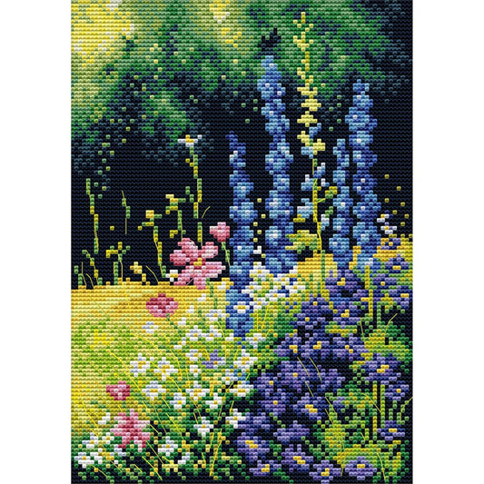 14ct Stamped Cross Stitch Blooming Mountain Flower(30*21cm)