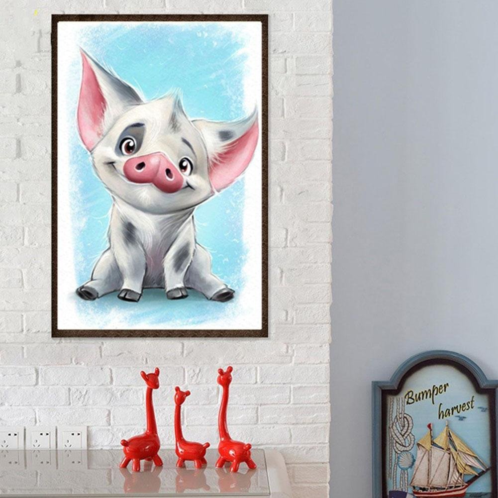 Diamond Painting - Partial Round - Cartoon Pig