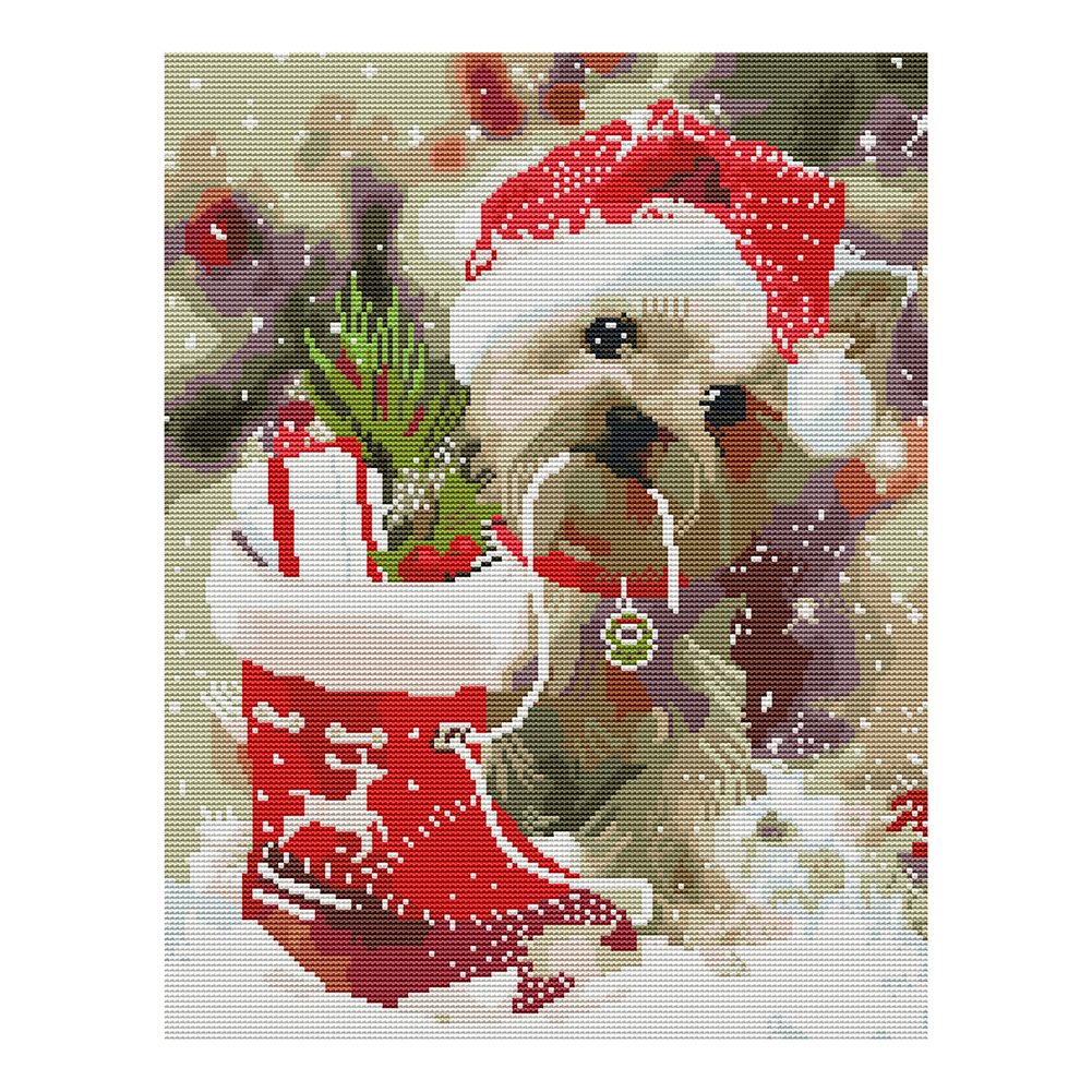 11ct Stamped Cross Stitch Christmas Dogs (50*40cm)