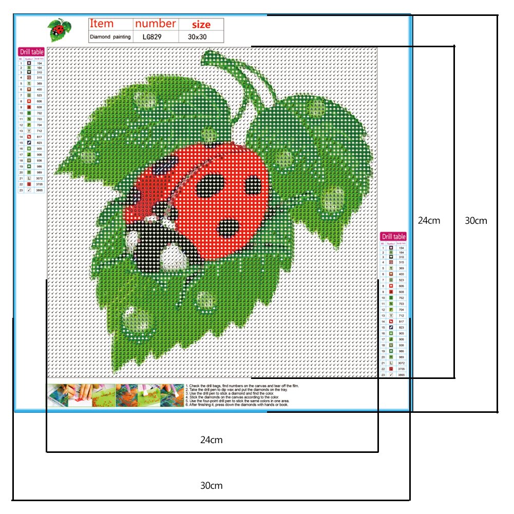 5D DIY Diamond Painting Kit - Full Round - Leaf Ladybug