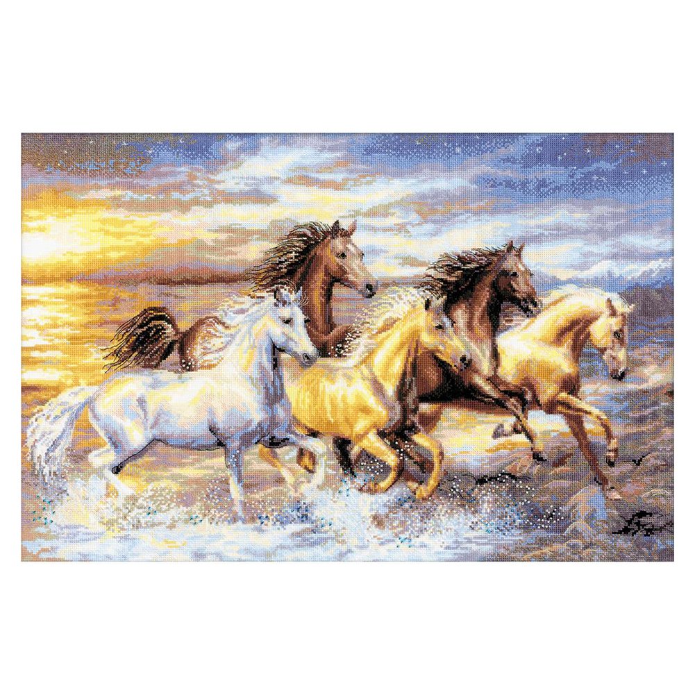11CT Stamped Cross Stitch Kit Horse Quilting Fabric (60*45CM)