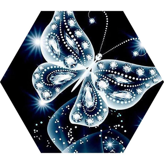 Pintura de diamante - Hexágono redondo completo - Mariposa