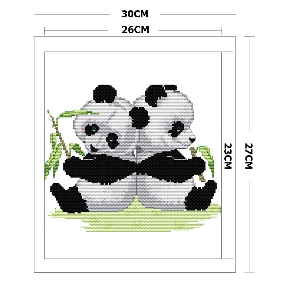 Punto de Cruz Estampado 14ct - Panda Gemelo(30*27cm)
