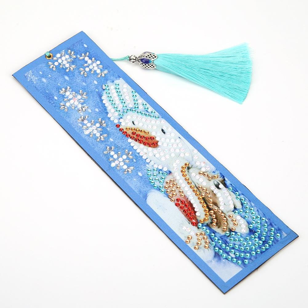 DIY Special Shaped Diamond Painting Creative Leather Bookmarks with Tassel