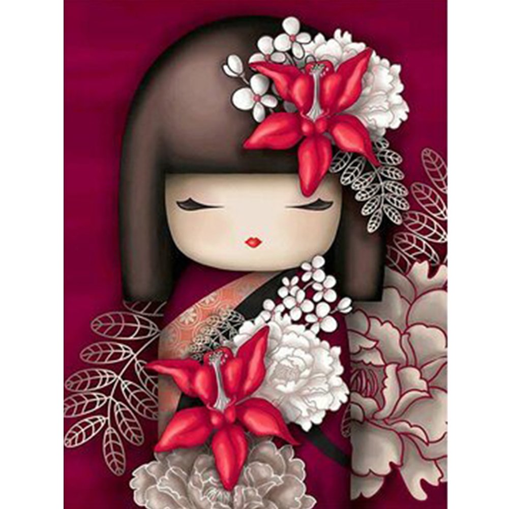 Japanese Doll DIY 11CT Stamped Cross Stitch embroidery kit (40*50CM)