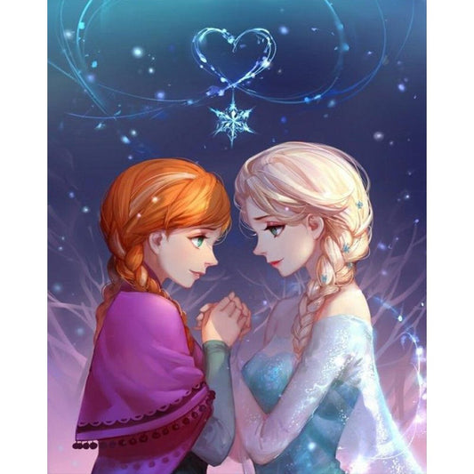 Paint By Number Canvas Oil Painting - Frozen Elsa and Anna (50*40cm)