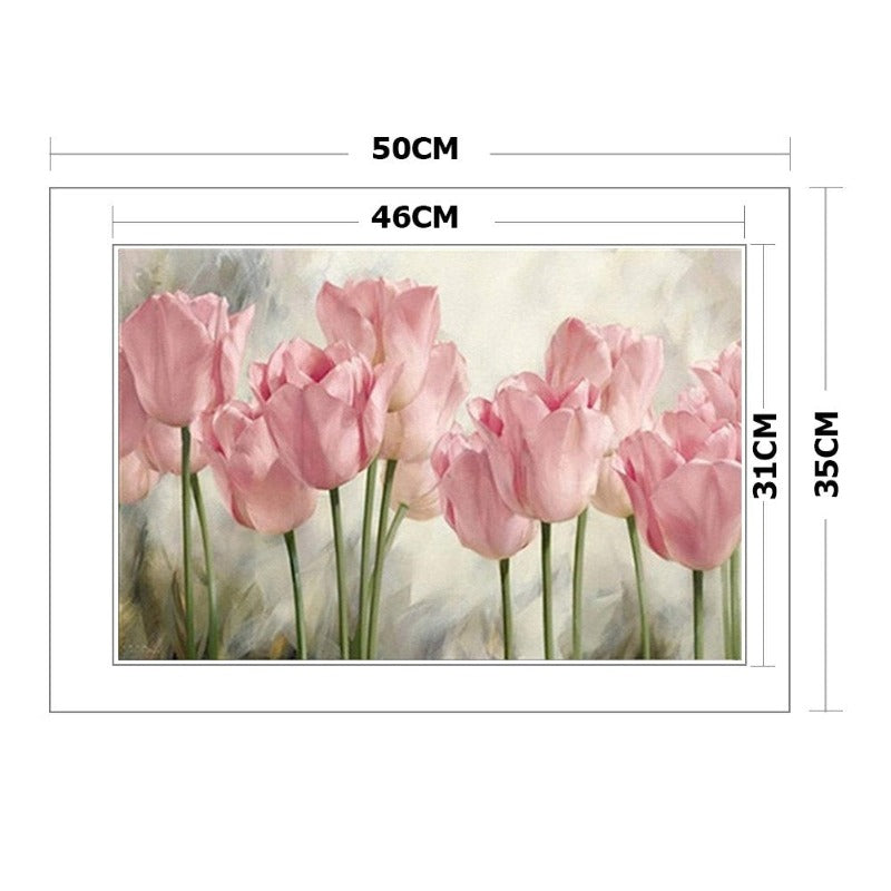11ct Stamped Cross Stitch Pink Tulips (35*50cm)
