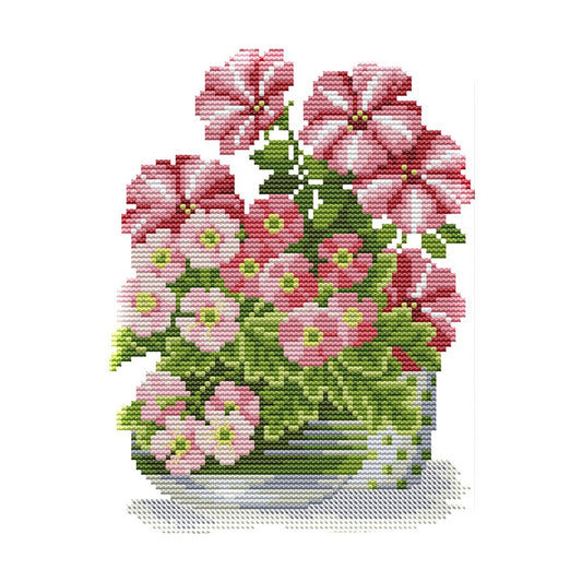 14ct Stamped Cross Stitch Potted Flower Series (23*18cm)