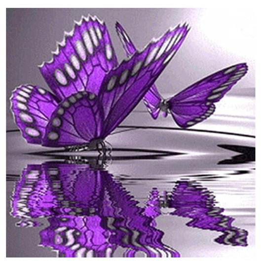 Partial round purple butterfly diamond beads art kits