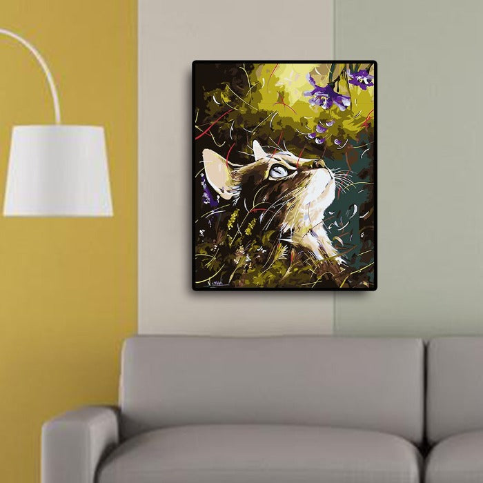 Lovely Cat Oil Painting By Number Hand Painted Drawing Acrylic Canvas 