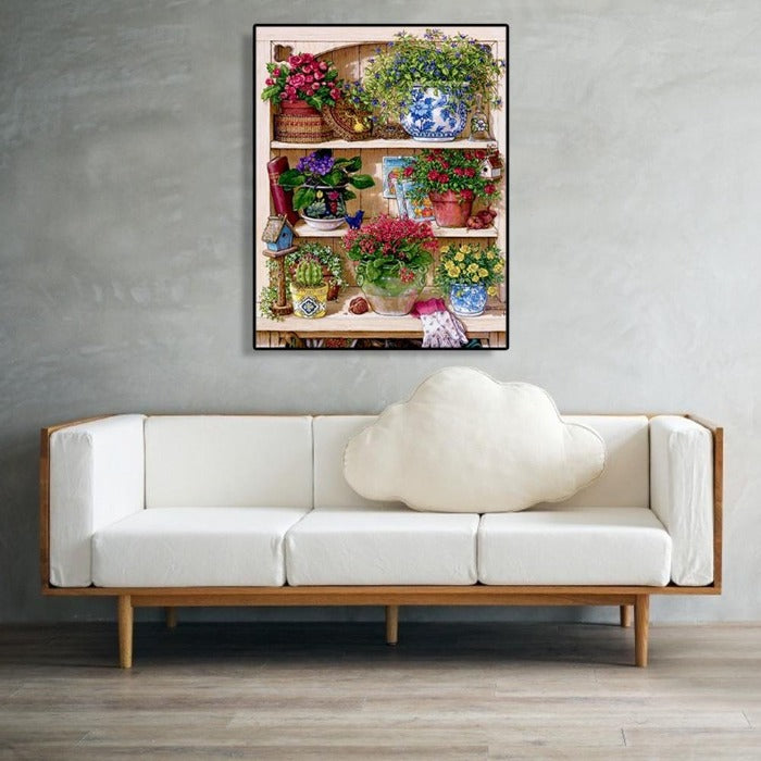 Flower Rack Hand Painted Canvas Oil Art Picture Craft Home Wall Decor